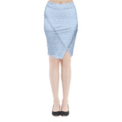 Light Blue Hexagon Midi Wrap Pencil Skirt by justbeeinspired2