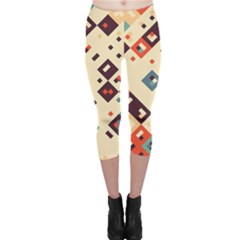 Squares In Retro Colors         Capri Leggings by LalyLauraFLM