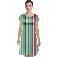 Colorful Striped Background  Cap Sleeve Nightdress