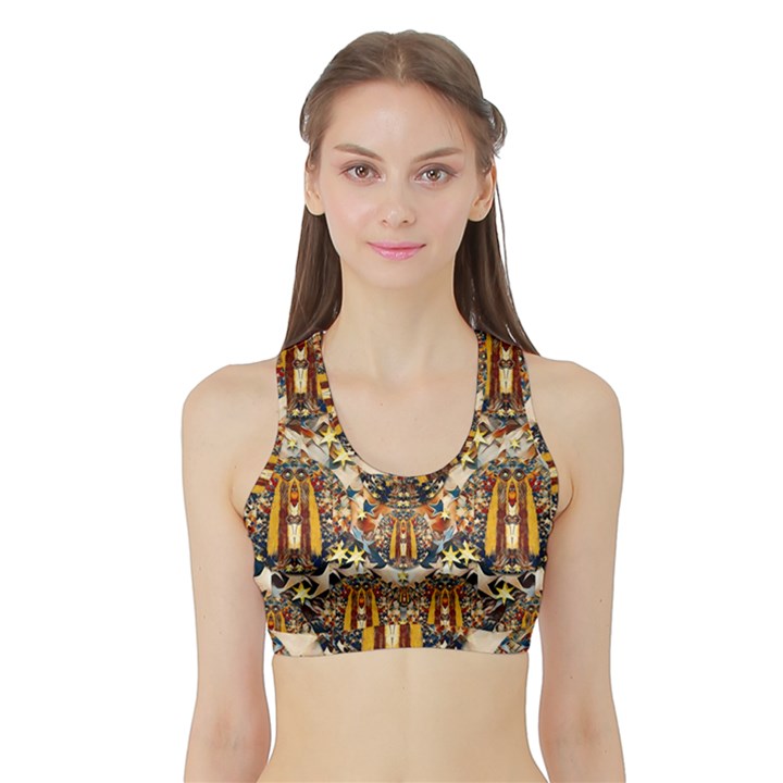 Lady Panda Goes Into The Starry Gothic Night Sports Bra with Border