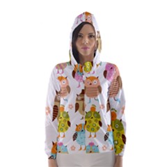 Cute Owls Pattern Hooded Wind Breaker (Women)