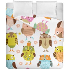 Cute Owls Pattern Duvet Cover Double Side (California King Size)