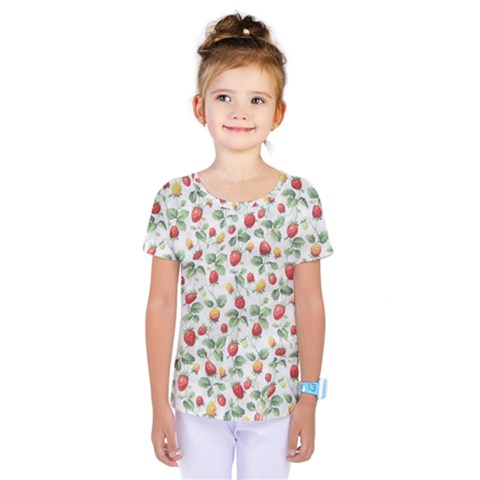 Strawberry Pattern Kids  One Piece Tee by Valentinaart