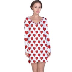 Emoji Heart Shape Drawing Pattern Long Sleeve Nightdress by dflcprintsclothing