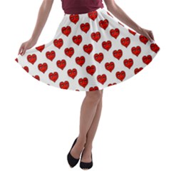 Emoji Heart Shape Drawing Pattern A-line Skater Skirt by dflcprintsclothing