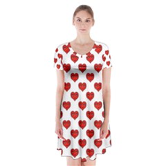 Emoji Heart Shape Drawing Pattern Short Sleeve V-neck Flare Dress by dflcprintsclothing