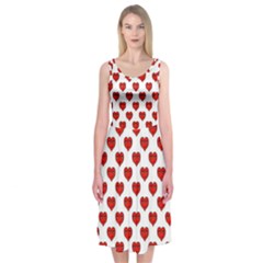 Emoji Heart Shape Drawing Pattern Midi Sleeveless Dress by dflcprintsclothing