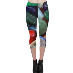 Stones Colors Pattern Pebbles Macro Rocks Capri Leggings 