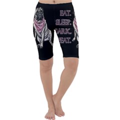 Eat, Sleep, Bark, Repeat Pug Cropped Leggings  by Valentinaart