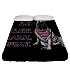 Eat, Sleep, Bark, Repeat Pug Fitted Sheet (california King Size) by Valentinaart
