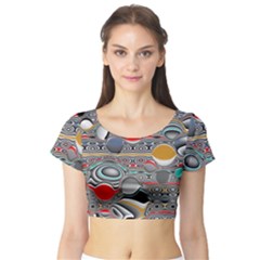 Changing Forms Abstract Short Sleeve Crop Top (tight Fit) by digitaldivadesigns