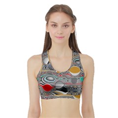 Changing Forms Abstract Sports Bra With Border by digitaldivadesigns