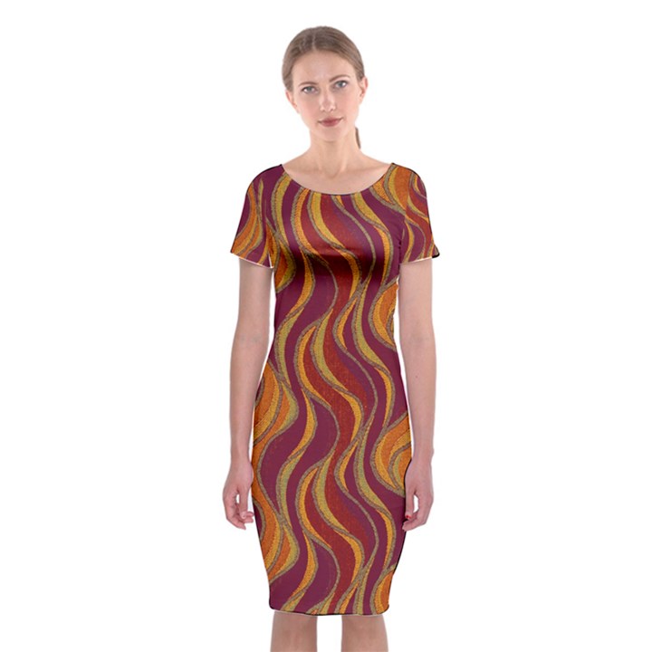 Pattern Classic Short Sleeve Midi Dress