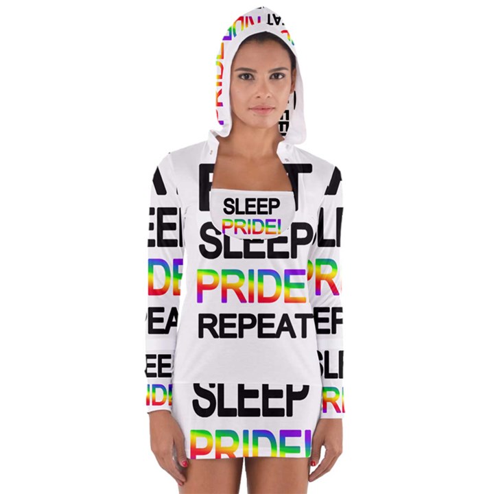 Eat sleep pride repeat Women s Long Sleeve Hooded T-shirt