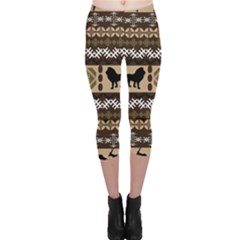 Lion African Vector Pattern Capri Leggings 