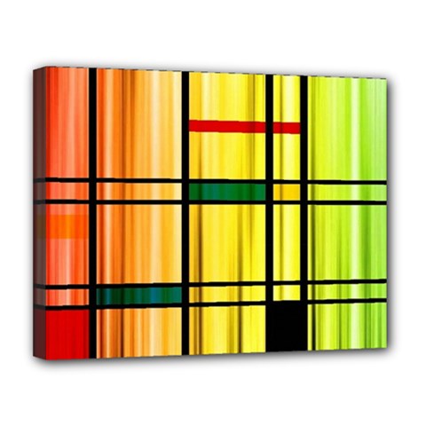 Line Rainbow Grid Abstract Canvas 14  x 11 