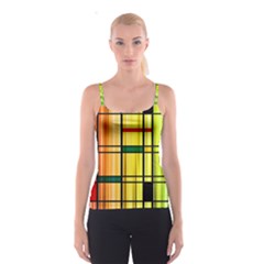 Line Rainbow Grid Abstract Spaghetti Strap Top