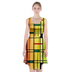 Line Rainbow Grid Abstract Racerback Midi Dress