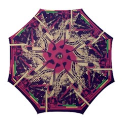 Pink City Retro Vintage Futurism Art Golf Umbrellas