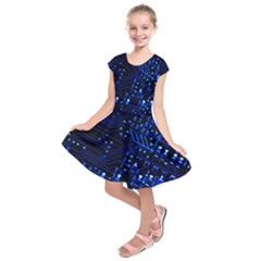 Blue Circuit Technology Image Kids  Short Sleeve Dress