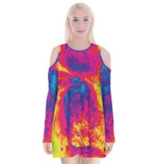 Space Velvet Long Sleeve Shoulder Cutout Dress by Valentinaart