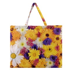 Colorful Flowers Pattern Zipper Large Tote Bag