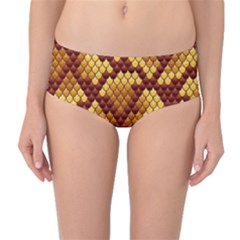 Snake Skin Pattern Vector Mid-Waist Bikini Bottoms