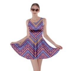 Colorful Ethnic Background With Zig Zag Pattern Design Skater Dress by TastefulDesigns