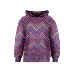 Colorful Ethnic Background With Zig Zag Pattern Design Kids  Pullover Hoodie by TastefulDesigns