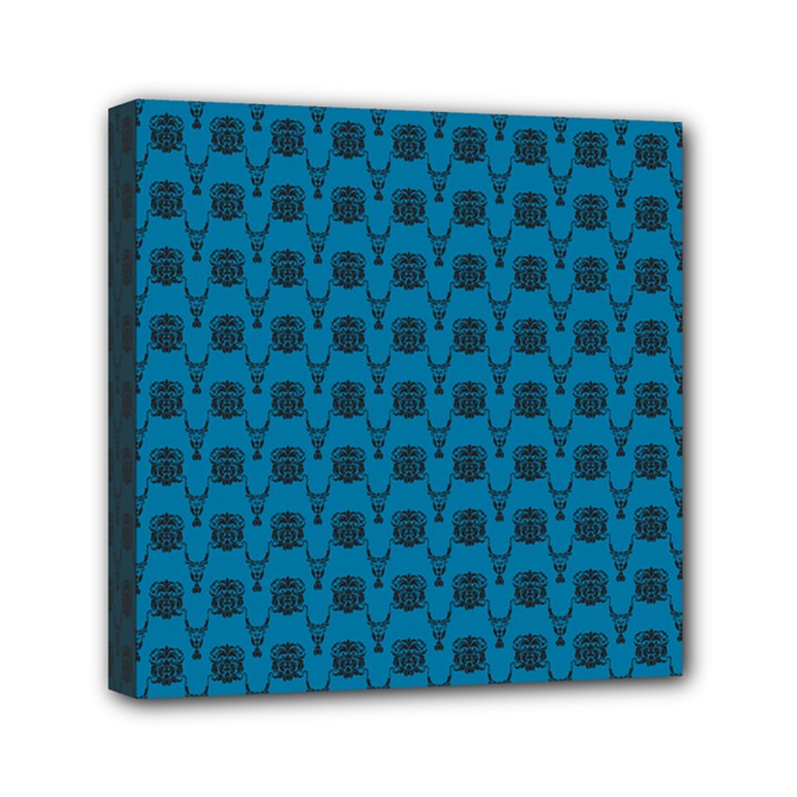 Lion vs Gazelle Damask in Teal Mini Canvas 6  x 6 