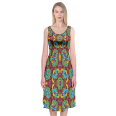 Geometric Multicolored Print Midi Sleeveless Dress by dflcprintsclothing