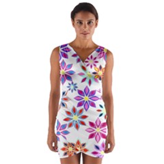 Colorful Flowers Abstract  Wrap Front Bodycon Dress by GabriellaDavid