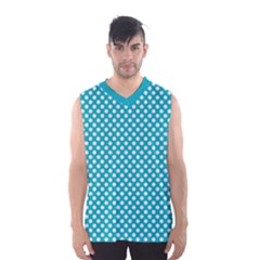 Sleeping Kitties Polka Dots Teal Men s Basketball Tank Top