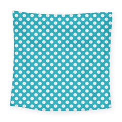 Sleeping Kitties Polka Dots Teal Square Tapestry (large) by emilyzragz