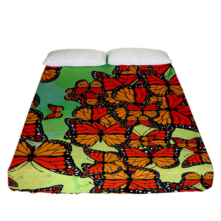 Monarch Butterflies Fitted Sheet (Queen Size)