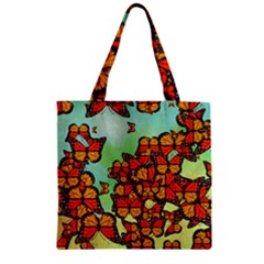 Monarch Butterflies Zipper Grocery Tote Bag by linceazul