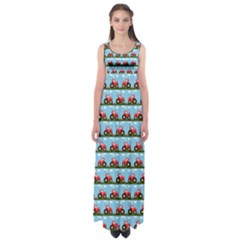 Toy Tractor Pattern Empire Waist Maxi Dress