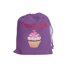 Sweet Life Drawstring Pouches (large)  by Valentinaart