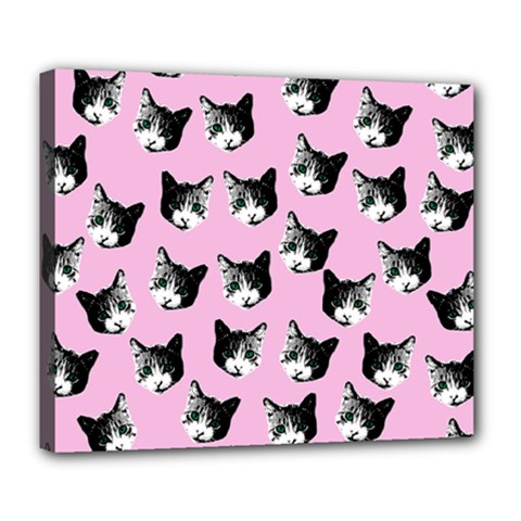 Cat Pattern Deluxe Canvas 24  X 20   by Valentinaart