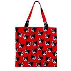 Cat Pattern Zipper Grocery Tote Bag by Valentinaart