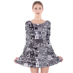 /r/place Retro Long Sleeve Velvet Skater Dress by rplace