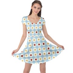 Ladybugs Pattern Cap Sleeve Dresses