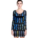 Blue shapes on a black background        Long Sleeve Velvet Bodycon Dress View1