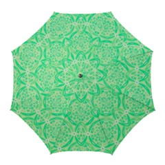 Kiwi Green Geometric Golf Umbrellas by linceazul