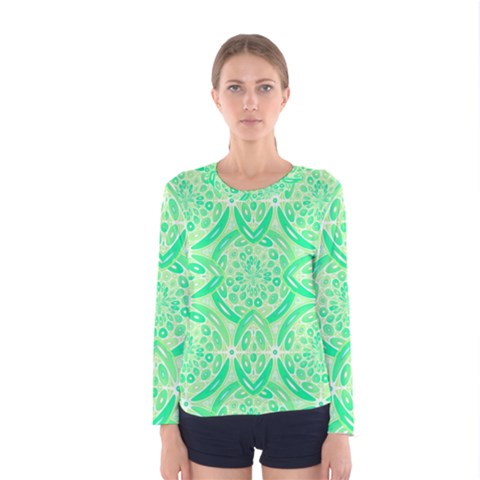 Kiwi Green Geometric Women s Long Sleeve Tee by linceazul