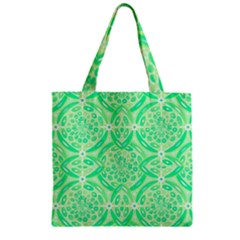 Kiwi Green Geometric Zipper Grocery Tote Bag by linceazul