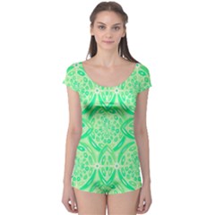 Kiwi Green Geometric Boyleg Leotard  by linceazul