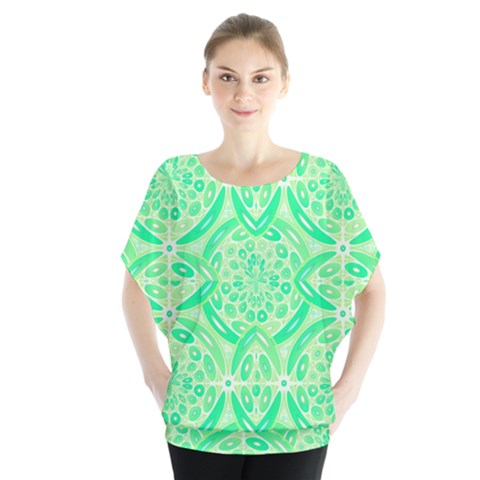 Kiwi Green Geometric Blouse by linceazul