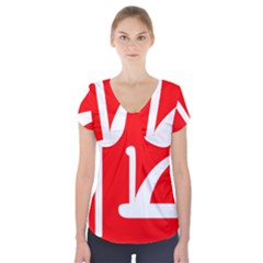 Flag Of Indian State Of Jammu And Kashmir  Short Sleeve Front Detail Top by abbeyz71