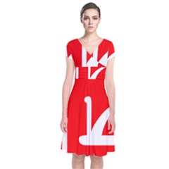 Flag Of Indian State Of Jammu And Kashmir Short Sleeve Front Wrap Dress by abbeyz71